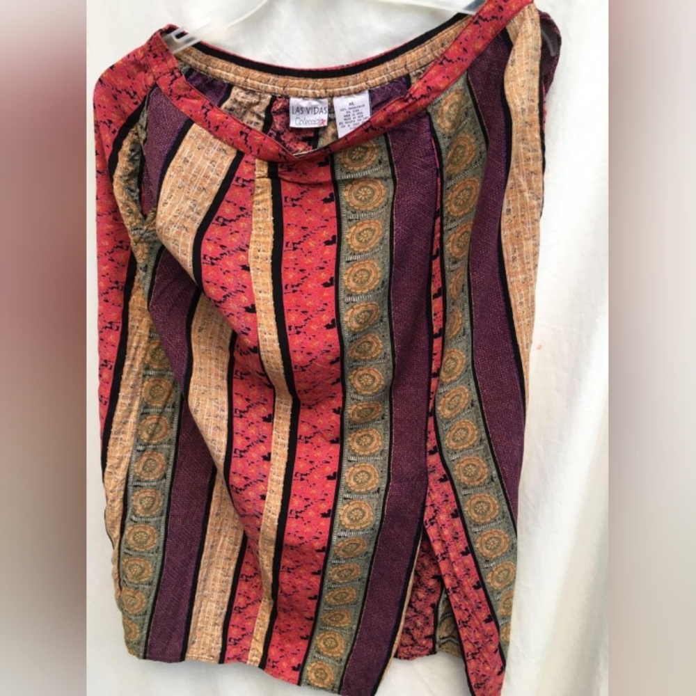 vintage 1990's Las Vidas Coleccion made in India Rayon-maxi Indigo elastic XL sk